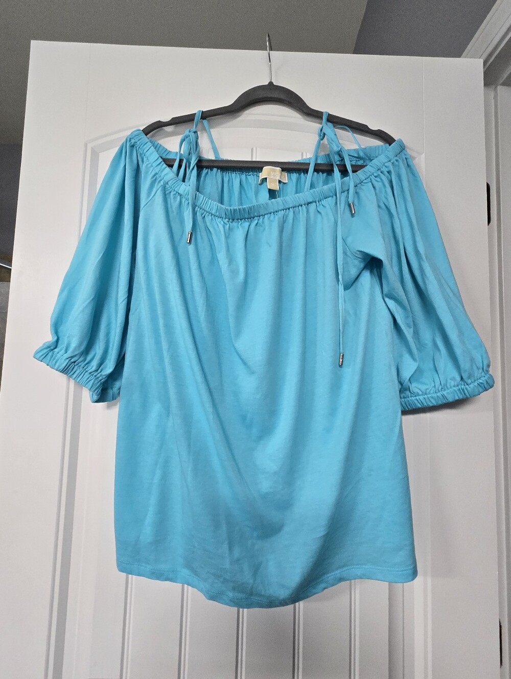 Michael Kors Bright Turquoise Off-Shoulder Tunic Top